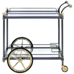 ACME Cyrus Serving Cart, Black/Gold & Clear Glass