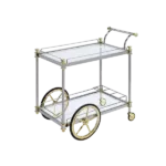 ACME Cyrus Serving Cart, Silver/Gold & Clear Glass