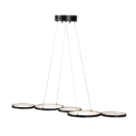 55-Watt Adjustable Integrated LED Chandelier Light Fixture Black 5 Rings Pendant