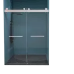 Frameless Double Sliding Shower, 69" - 72" Width, 79" Height, 3/8" (10 mm) Clear Tempered Glass, , Designed for Smooth Door with Clear Tempered Glass and Stainless Steel Hardware Brushed Nickel
