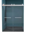 Frameless Double Sliding Shower, 69" - 72" Width, 79" Height, 3/8" (10 mm) Clear Tempered Glass, , Designed for Smooth Door with Clear Tempered Glass and Stainless Steel Hardware Brushed Nickel