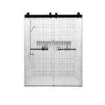 Frameless Double Sliding Shower, 57" - 60" Width, 79" Height, 3/8" (10 mm) Clear Tempered Glass, , Designed for Smooth Door Closing With Upgraded Crashproof System Technology Matte Black Finish