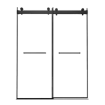 Frameless Double Sliding Shower, 57" - 60" Width, 79" Height, 3/8" (10 mm) Clear Tempered Glass, , Designed for Smooth Door Closing With Upgraded Crashproof System Technology Matte Black Finish