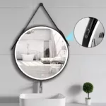 39 in. W x 39 in. H Round Aluminum Framed Wall Bathroom Vanity Mirror in Black
