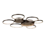 72Watt Black Integrated LED Ceiling Light Fixtures 6 Rings Pendant For Indoor