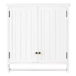 27 in. W Shelf Wall Cabinet with Towel Rod and 2 Doors in White