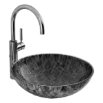 Gray Ceramic Circular Bathroom Vessel Sink
