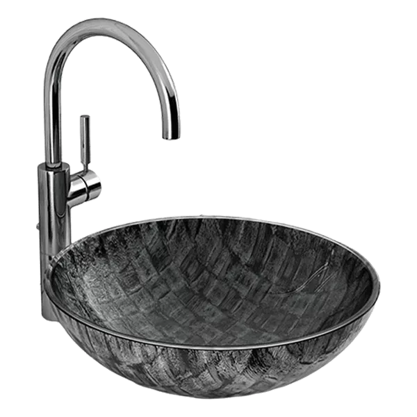 Gray Ceramic Circular Bathroom Vessel Sink