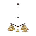 30" W Tiffany-Style Blackish Bronze 5 Light Large Chandelier With Adjustable Height For Indoor