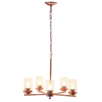 Modern 5-Light Metal Hanging Chandelier with Rose Gold Finish and Clear Glass Shade For Indoor