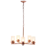 Modern 5-Light Metal Hanging Chandelier with Rose Gold Finish and Clear Glass Shade For Indoor
