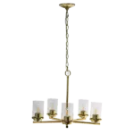 Modern 5-Light Metal Hanging Chandelier with Gold Finish and Clear Glass Shade For Indoor