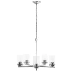 Modern 5-Light Metal Hanging Chandelier with Chrome Finish and Clear Glass Shade For Indoor