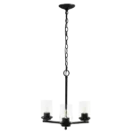 15"L x 15"W Modern 3-Light Metal Hanging Chandelier with Rose Gold Finish and  Clear Glass Shade For Indoor