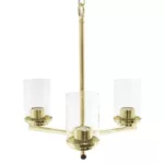 15"L x 15"W Modern 3-Light Metal Hanging Chandelier with Gold Finish and  Clear Glass Shade For Indoor
