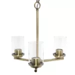 15"L x 15"W Modern 3-Light Clear Glass and Metal Hanging Chandelier For Indoor