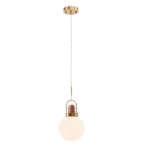 Single Light Gold Langston Pendant with White Glass Shade For Indoor