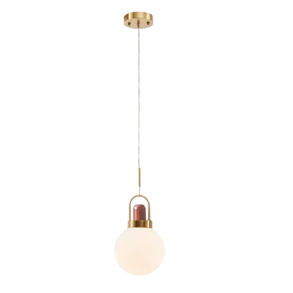 Single Light Gold Langston Pendant with White Glass Shade For Indoor