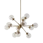 2-Light Gold Color Metal Chandelier with Oversized Globe Bulbs with Adjustable Height For Indoor