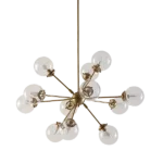 12-Light Metal Black Modern Stupnik Dandelion Chandelier with Sphere Globle Clear Glass Shades for Dining Room