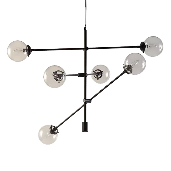 6-Light Bronze Metal Chandelier For Indoor