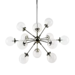 12-Light Silver Chandelier with Clear Glass Shade For Indoor