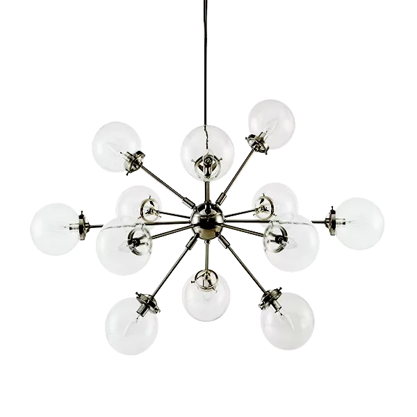 12-Light Silver Chandelier with Clear Glass Shade For Indoor