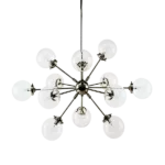 12-Light Silver Chandelier with Clear Glass Shade For Indoor
