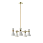 Adjustable Century Chandelier - Antique Brass/White, 5 Bulbs For Indoor