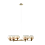 6-light Gold Glass Globe Chandelier with Adjustable Height For Indoor