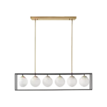 6-Light Frosted Glass Globe Linear Chandelier  with Adjustable Height For Indoor