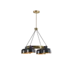 4-Light Metal Chandelier Light with Matt Black Shade and  Adjustable Height For Indoor