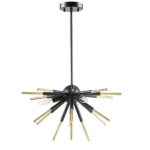 3-Light Spiked Chandelier in Gold and Black  with Adjustable Height For Indoor