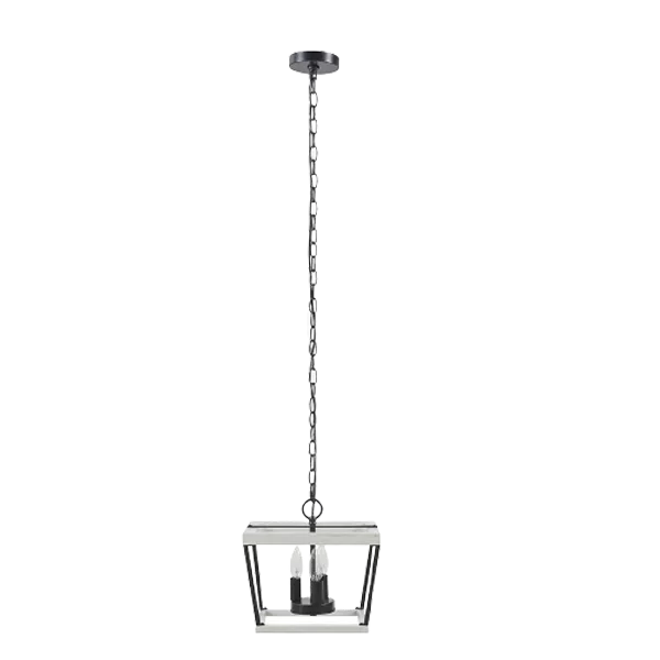 Drum Pendant Light With Metal Shade and Black Finish For Indoor