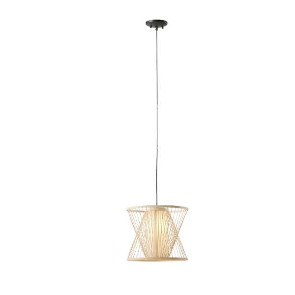 Aria Geometric Bamboo Pendant Light with Bamboo Shade For Indoor