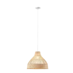 16.25H x 19.75W Bell Shaped Pendant with Bamboo Shade For Indoor