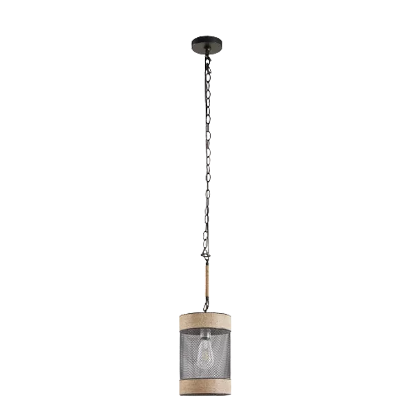 Orion Natural Rope and Metal Mesh Cylinder Pendant Light For Indoor