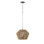 Adjustable Boho Iron Pendant Light - Matte Black/Natural For Indoor