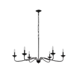 6-Light Matt Black Farmhouse Metal Chandelier Light with Adjustable Height For Indoor
