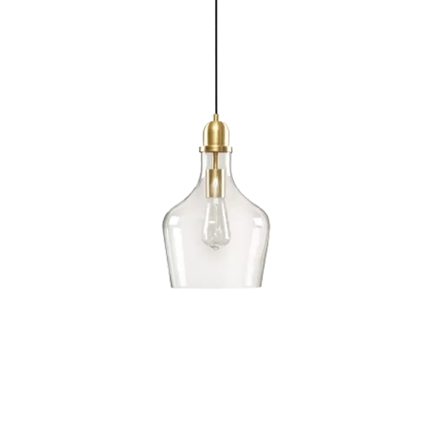 Bronze Auburn Bell Shaped Glass Pendant Light with Clear Glass Shade For Indoor