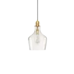 Bronze Auburn Bell Shaped Glass Pendant Light with Clear Glass Shade For Indoor