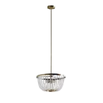 17W x 17L Antique Brass 2-Light Beaded Chandelier with White Shade and Adjustable Height For Indoor