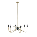 Black and Gold 6-Light Metal Hanging Chandelier with Adjustable Height For Indoor