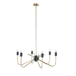 Black and Gold 6-Light Metal Hanging Chandelier with Adjustable Height For Indoor