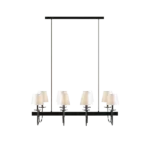 8-Light Traditional Chandelier with White Drum Shades For Indoor