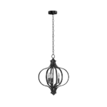 Matt Black Metal 3-Light Chandelier with Adjustable Chain For Indoor