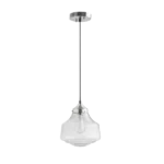 Bell-Shaped Glass Pendant Light with Clear Glass Shade and Gray Finish For Indoor
