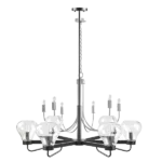 36W x 36L Matt Black 6-Light Chandelier with Bowl Shaped Glass Shades For Indoor