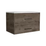 DEPOT E-SHOP Cardova Floating Vanity Bathroom with 2-Drawers, Dark Brown and White