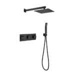 10-Inch Matte Black Full Body Shower System with Body Jets, Round Rainfall Shower Head, Handheld Shower
